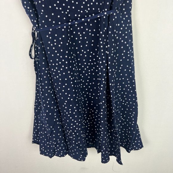 NWT Cooper St Printed Short Sleeve Wrap Mini Dress Navy Polka Dots Size Small S - Picture 13 of 13